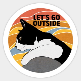 Vintage Tuxedo Cat Lets Go Outside Sticker